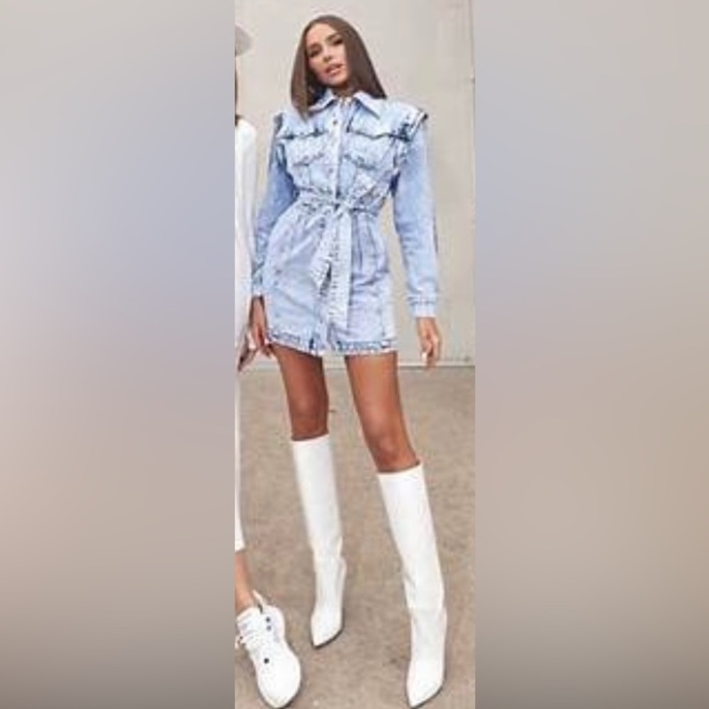 Culpos x INC Sleeves or No Sleeves limited edition Denim Dress Blue Acid Wash
